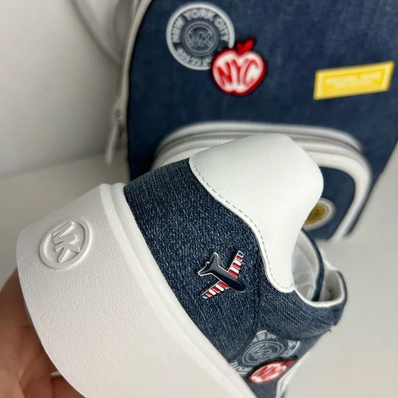 Michael Kors Denim Sneakers with Patches - Picture 2 of 2
